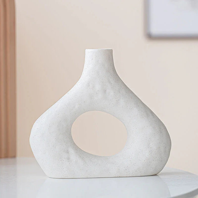 Minimalist Ceramic Vase Set (2-Piece): Modern Home Decor for Flower Arrangements (White) | Black Version Available In-Store - Mekamart Australia