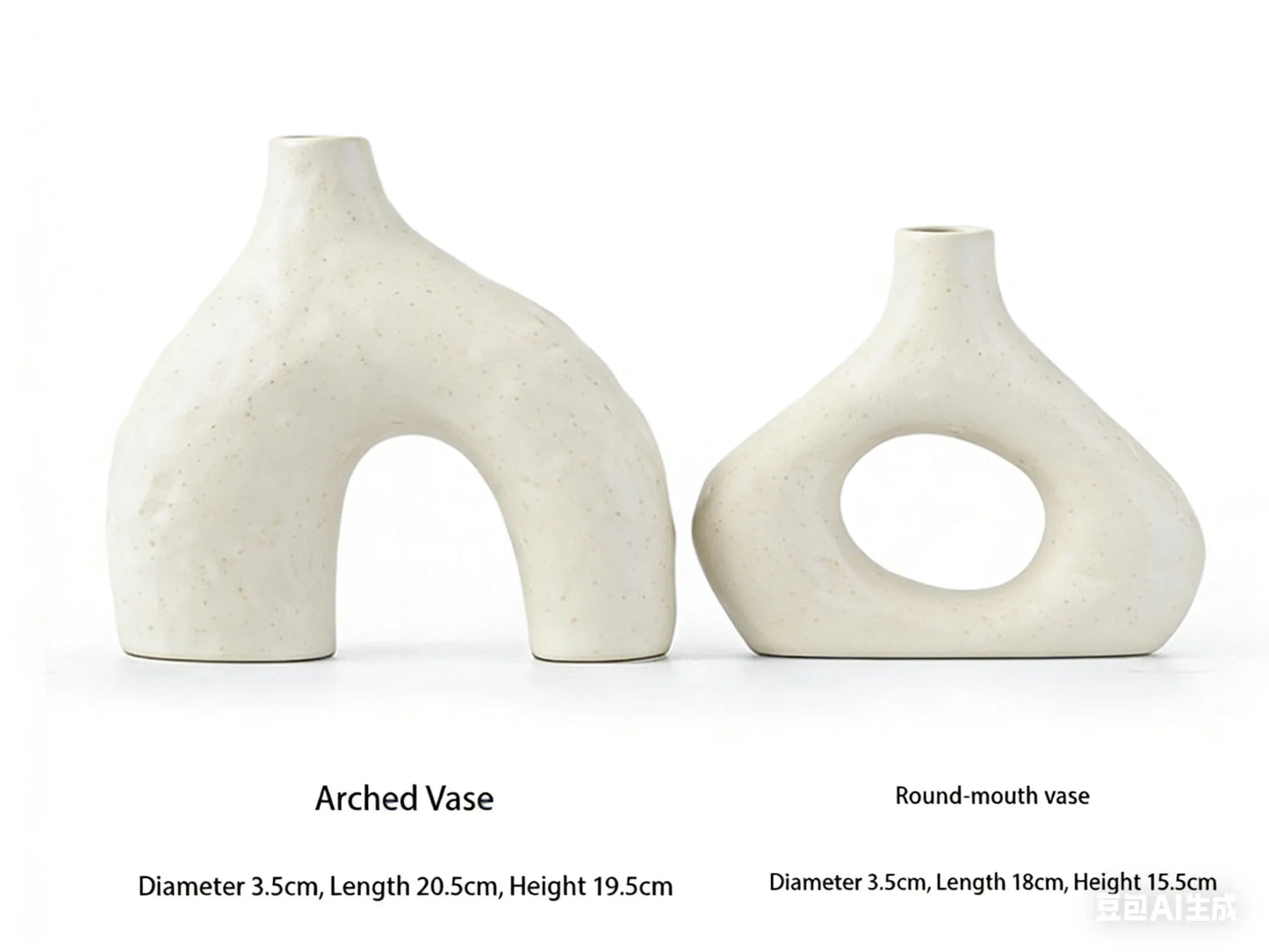 Minimalist Ceramic Vase Set (2-Piece): Modern Home Decor for Flower Arrangements (White) | Black Version Available In-Store - Mekamart Australia