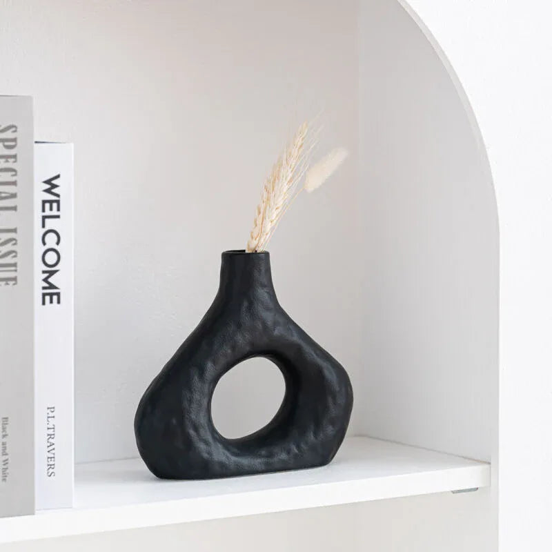 Minimalist Ceramic Vase Set (2-Piece): Modern Home Decor for Flower Arrangements (Black) | White Version Available In-Store - Mekamart Australia