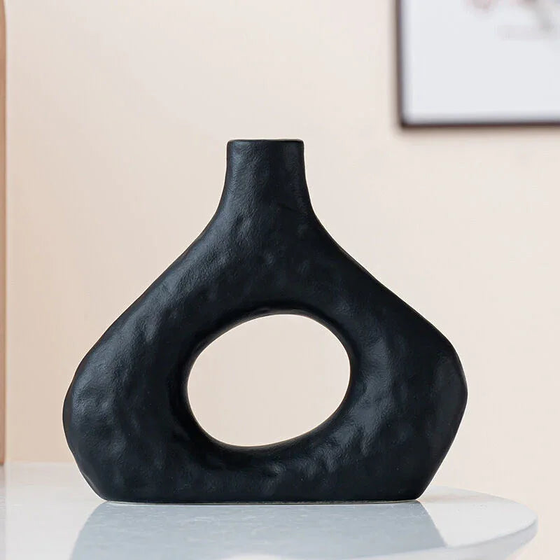 Minimalist Ceramic Vase Set (2-Piece): Modern Home Decor for Flower Arrangements (Black) | White Version Available In-Store - Mekamart Australia