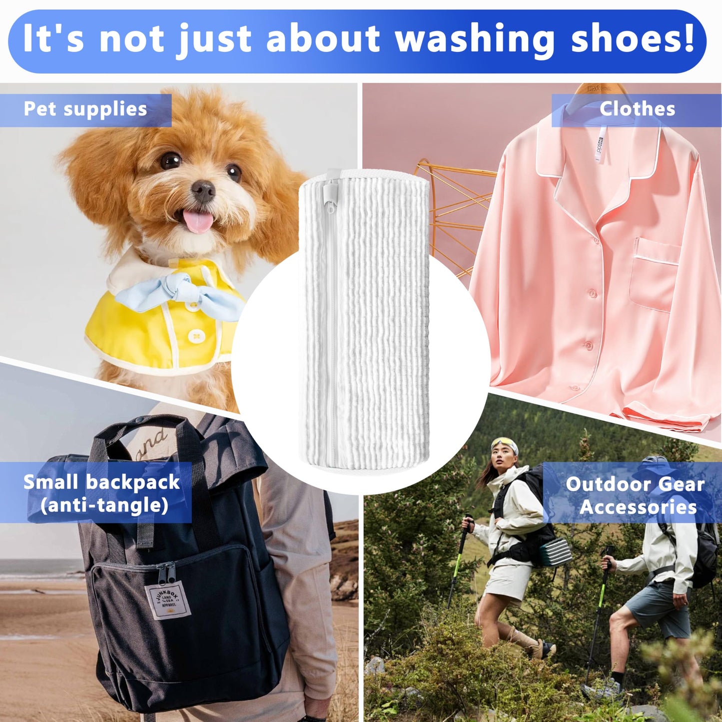 2-Pack Reusable Shoe Washing Machine Bag – White Protective Laundry Bag for All Shoes, Anti-Deformation & Deep Clean with Zipper Lock (White)