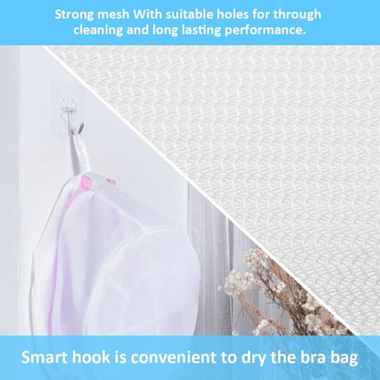 4 Pack Round Mesh Bra Lingerie Wash Bags with Auto-Lock Zipper & Elastic Rack for Delicates, Travel Storage Organizer (Pink)
