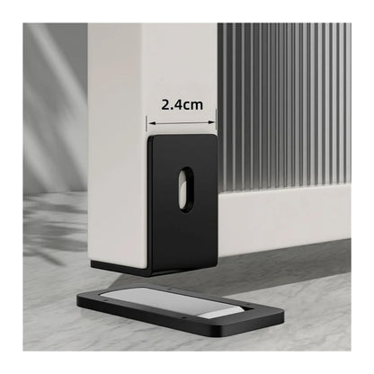 Ultra-Thin Magnetic Door Stopper – Self-Adhesive, Anti-Collision, Windproof, One-Push Locking, Discreet Design for Glass Doors (Steel Gray)