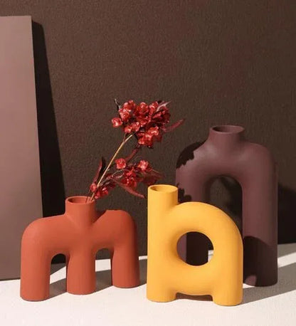 Tubular Letter Vase Set（3-Piece ） – Modern Ceramic Decor for Living Room, Dining Table & TV Stand | Other Luxury Styles Available in Store - Mekamart Australia