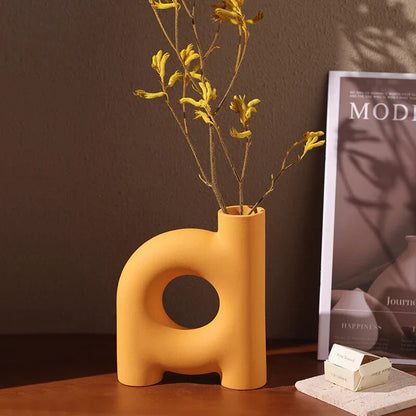 Tubular Letter Vase Set（3-Piece ） – Modern Ceramic Decor for Living Room, Dining Table & TV Stand | Other Luxury Styles Available in Store - Mekamart Australia