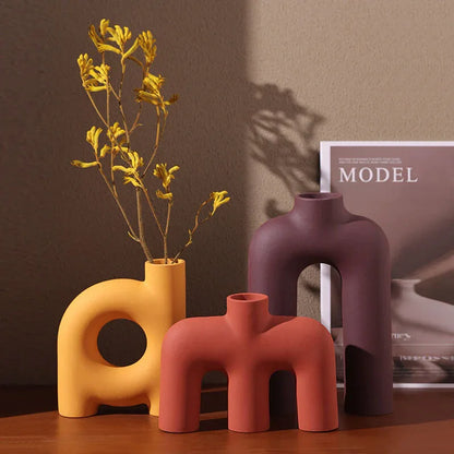 Tubular Letter Vase Set（3-Piece ） – Modern Ceramic Decor for Living Room, Dining Table & TV Stand | Other Luxury Styles Available in Store - Mekamart Australia
