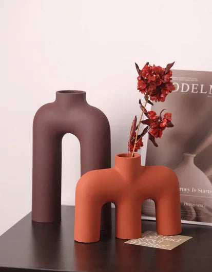 Tubular Letter Vase Set（3-Piece ） – Modern Ceramic Decor for Living Room, Dining Table & TV Stand | Other Luxury Styles Available in Store - Mekamart Australia