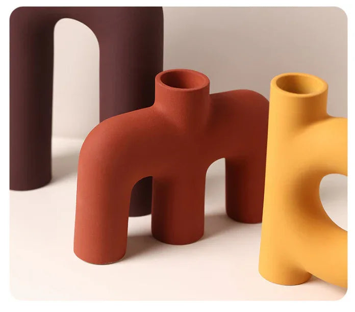 Tubular Letter Vase Set（3-Piece ） – Modern Ceramic Decor for Living Room, Dining Table & TV Stand | Other Luxury Styles Available in Store - Mekamart Australia