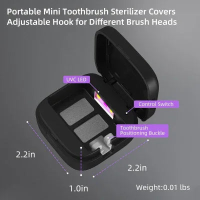 Portable UV-C Toothbrush Sterilizer with Auto-Disinfection & Heating – Magnetic Wall Mountable Brush Cover for Home and Travel (Black) | Other Colors Available In-Store - Mekamart Australia