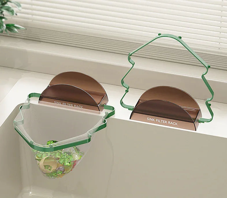 Kitchen Sink Filter Rack with 100 12cm*15cm Mesh Bags, Foldable Food Waste Strainer, Multi-functional Drain Basket（green） - Mekamart Australia