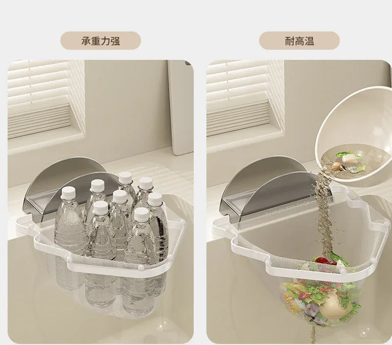 Kitchen Sink Filter Rack with 100 12cm*15cm Mesh Bags, Foldable Food Waste Strainer, Multi-functional Drain Basket（yellow） - Mekamart Australia