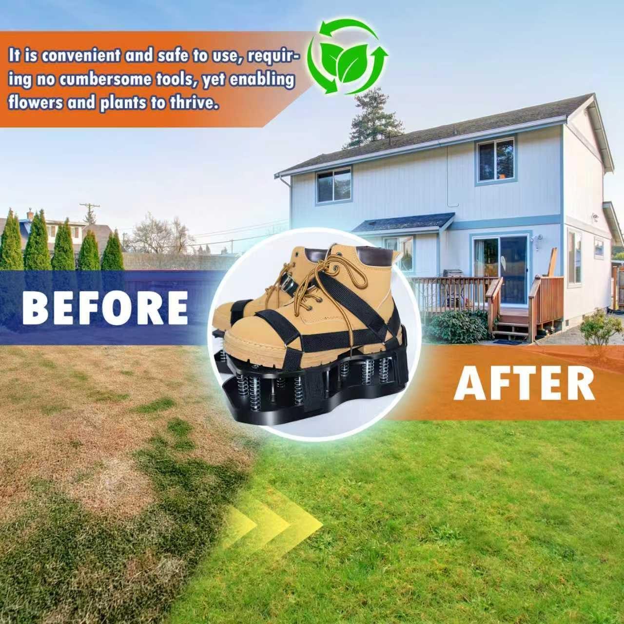 Lawn Aerator Shoes with Spring Base & Spikes: Adjustable Strap, Double-Layer Design for Healthy Lawns in Australian Gardens - Mekamart Australia