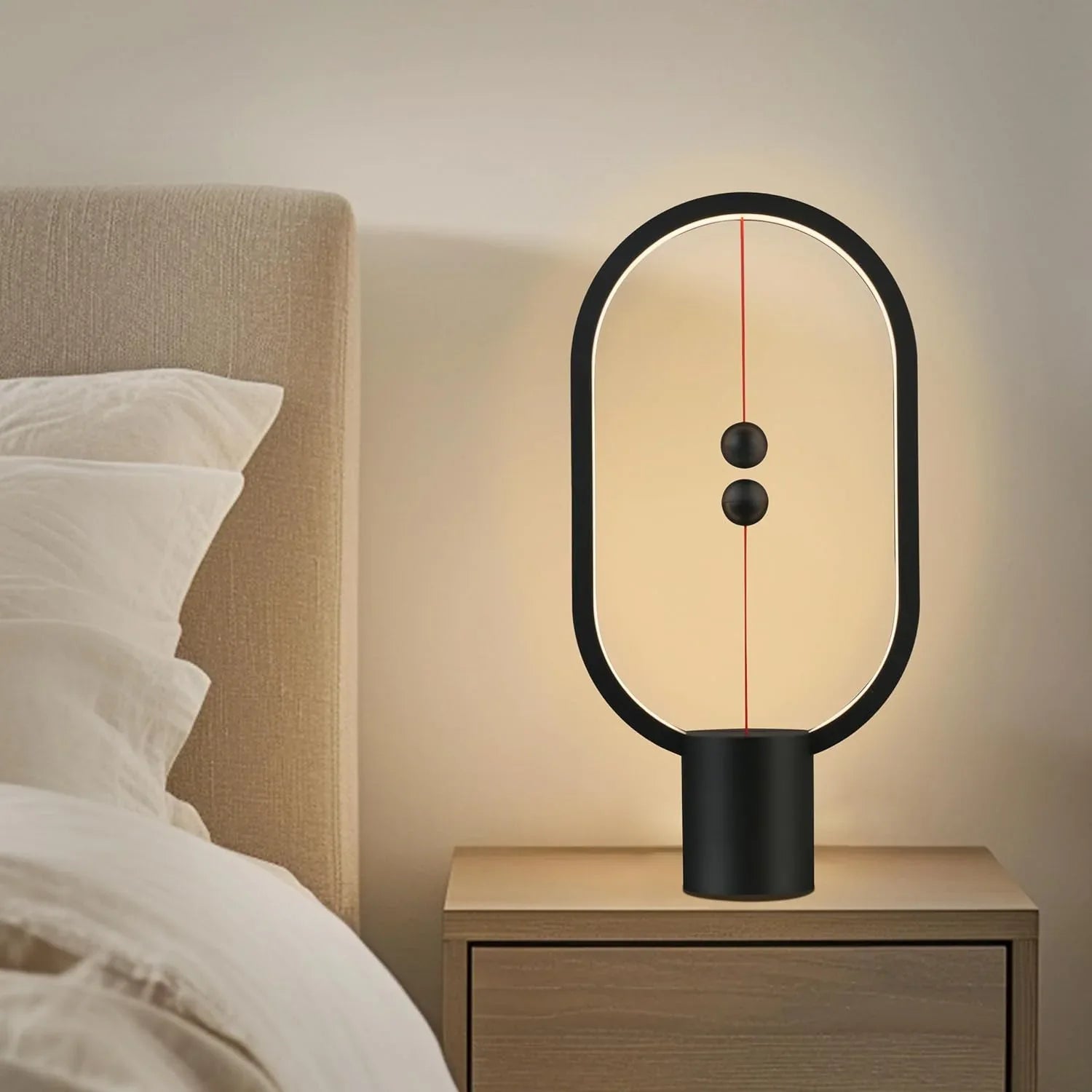 Black Magnetic Balance LED Table Lamp: USB-Powered, Dimmable Eye-Care Light with Award-Winning Design for Australian Homes & Offices - Mekamart Australia