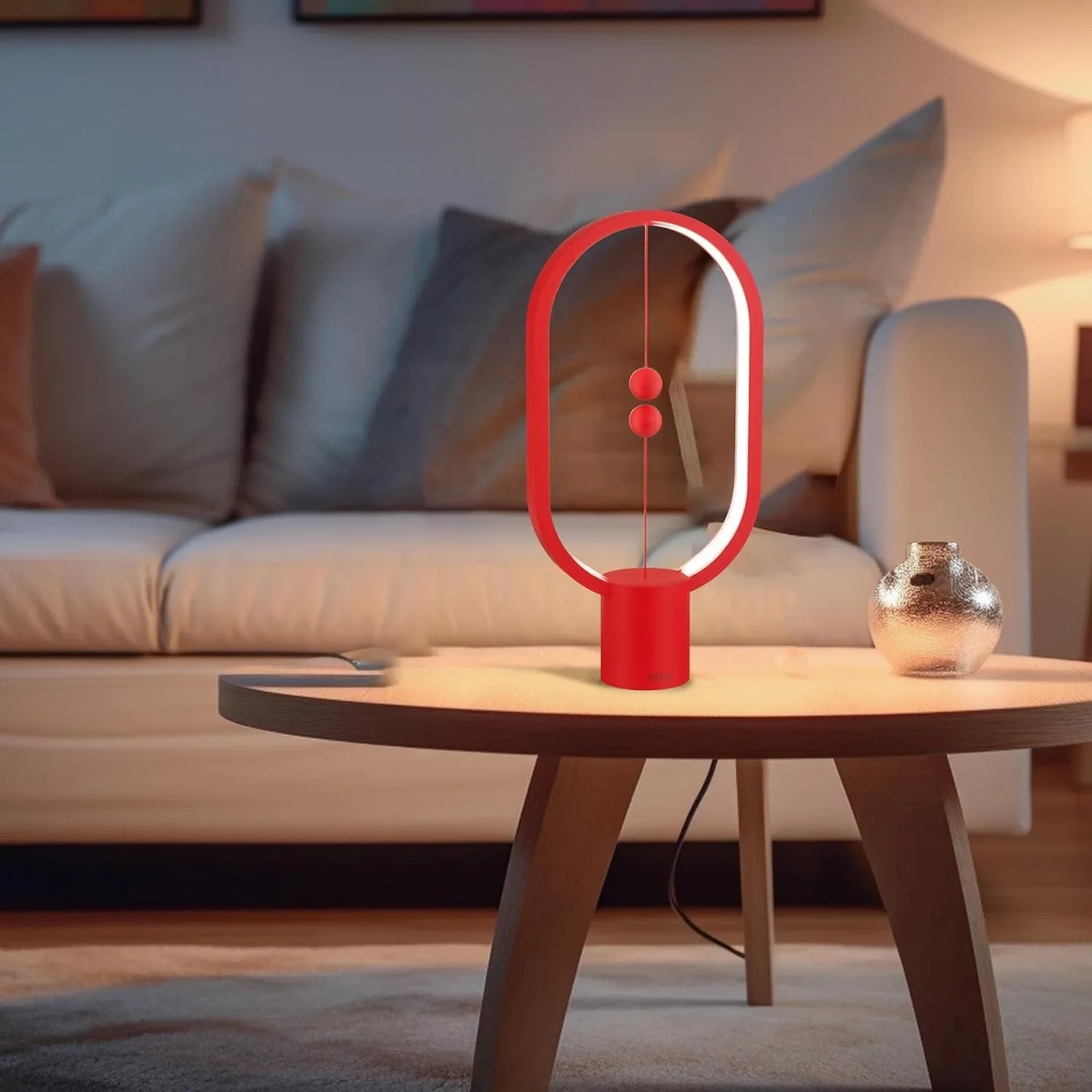 Red Magnetic Balance LED Table Lamp: USB-Powered, Dimmable Eye-Care Light with Award-Winning Design for Australian Homes & Offices - Mekamart Australia