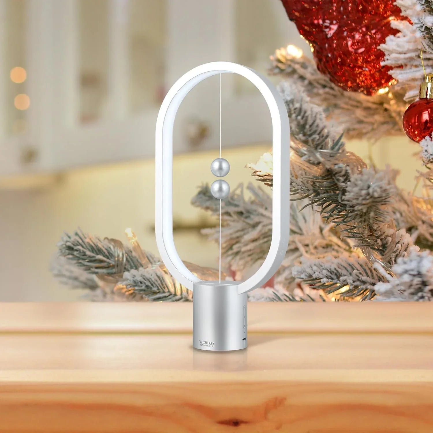 Silver Magnetic Balance LED Table Lamp: USB-Powered, Dimmable Eye-Care Light with Award-Winning Design for Australian Homes & Offices - Mekamart Australia