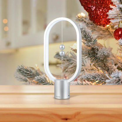 Silver Magnetic Balance LED Table Lamp: USB-Powered, Dimmable Eye-Care Light with Award-Winning Design for Australian Homes & Offices - Mekamart Australia