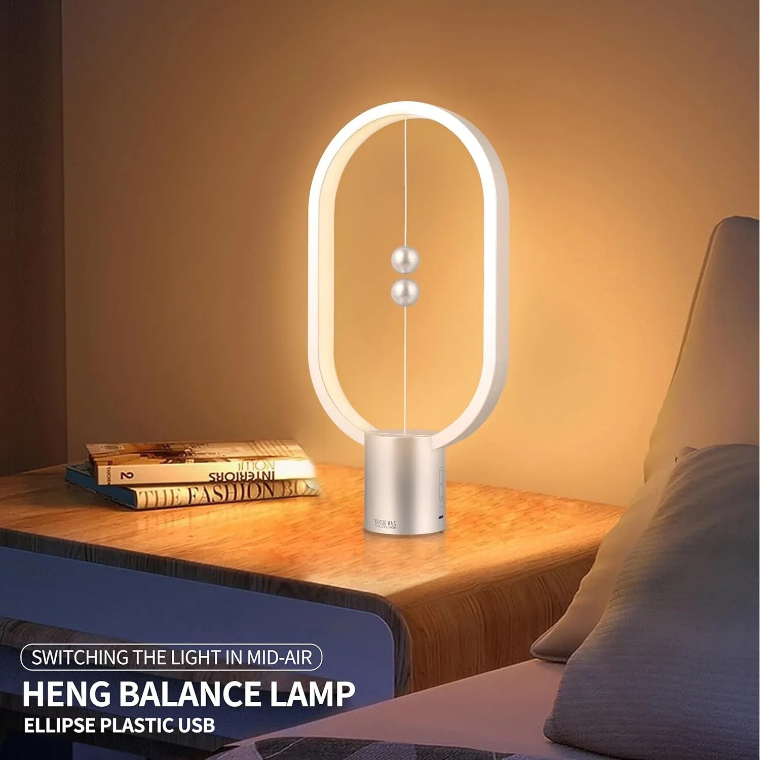 Silver Magnetic Balance LED Table Lamp: USB-Powered, Dimmable Eye-Care Light with Award-Winning Design for Australian Homes & Offices - Mekamart Australia