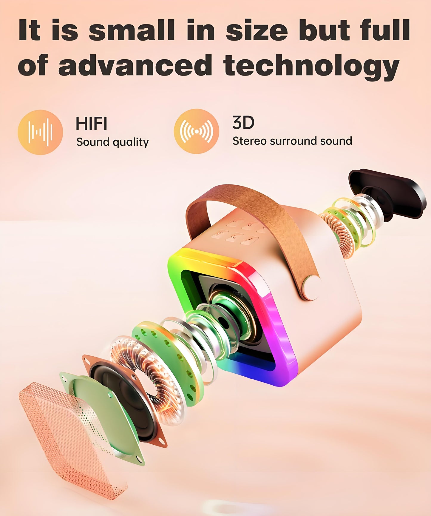 Pink Mini Karaoke Machine with 2 Wireless Microphones: Portable Bluetooth Speaker for Kids & Adults, Ideal Gift for All Occasions