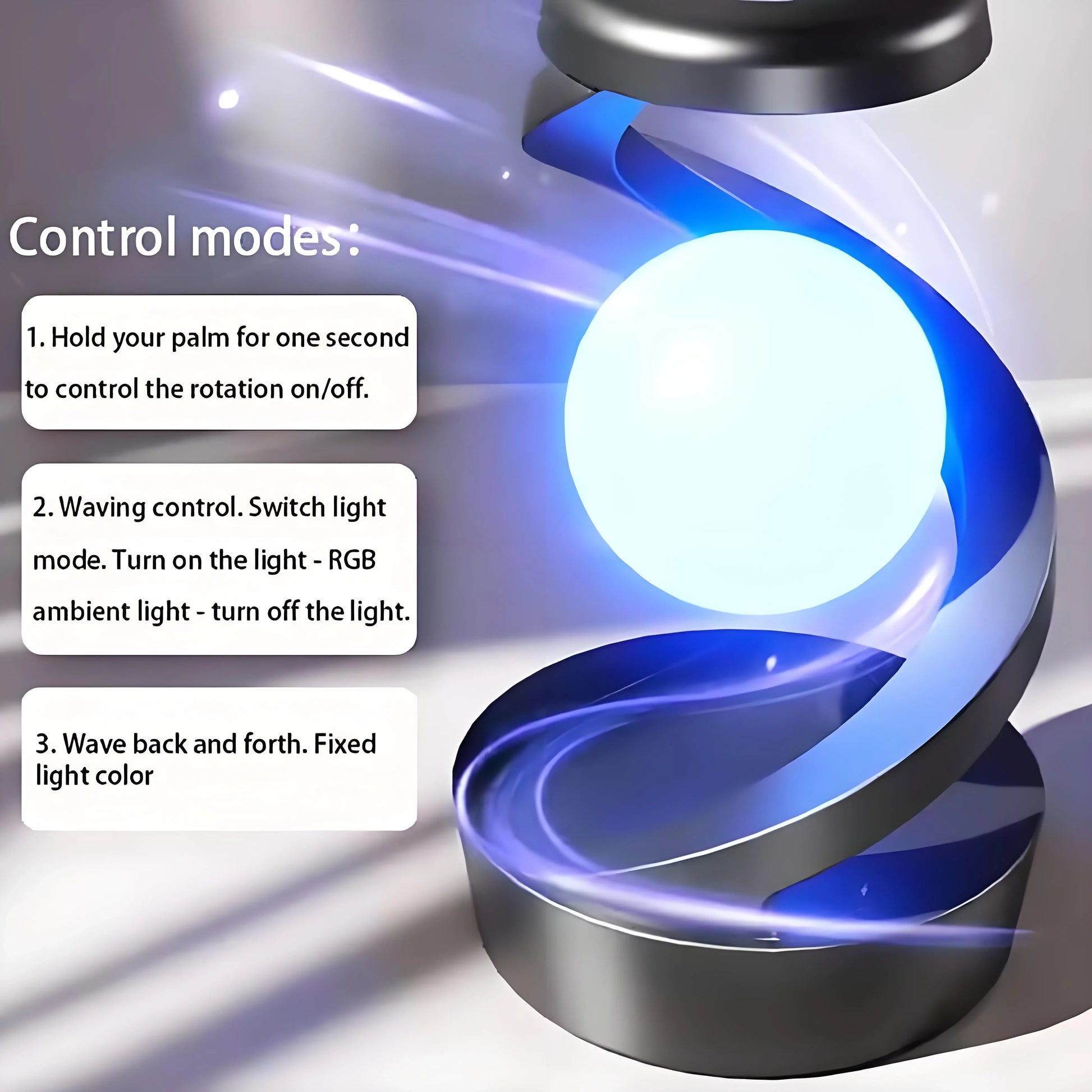 Rotating Levitating Night Light with RGB Colors & Wireless Charging: 1-Second Palm-Activated Spin, Motion-Sensing – Futuristic Lighting for Australian Bedrooms & Offices - Mekamart Australia
