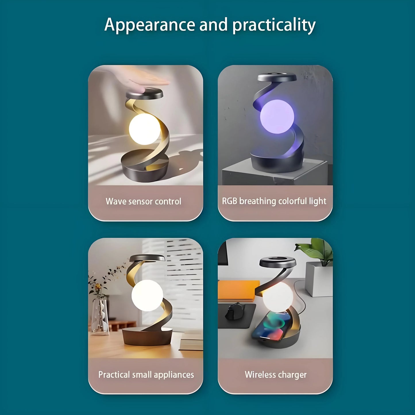 Rotating Levitating Night Light with RGB Colors & Wireless Charging: 1-Second Palm-Activated Spin, Motion-Sensing – Futuristic Lighting for Australian Bedrooms & Offices - Mekamart Australia