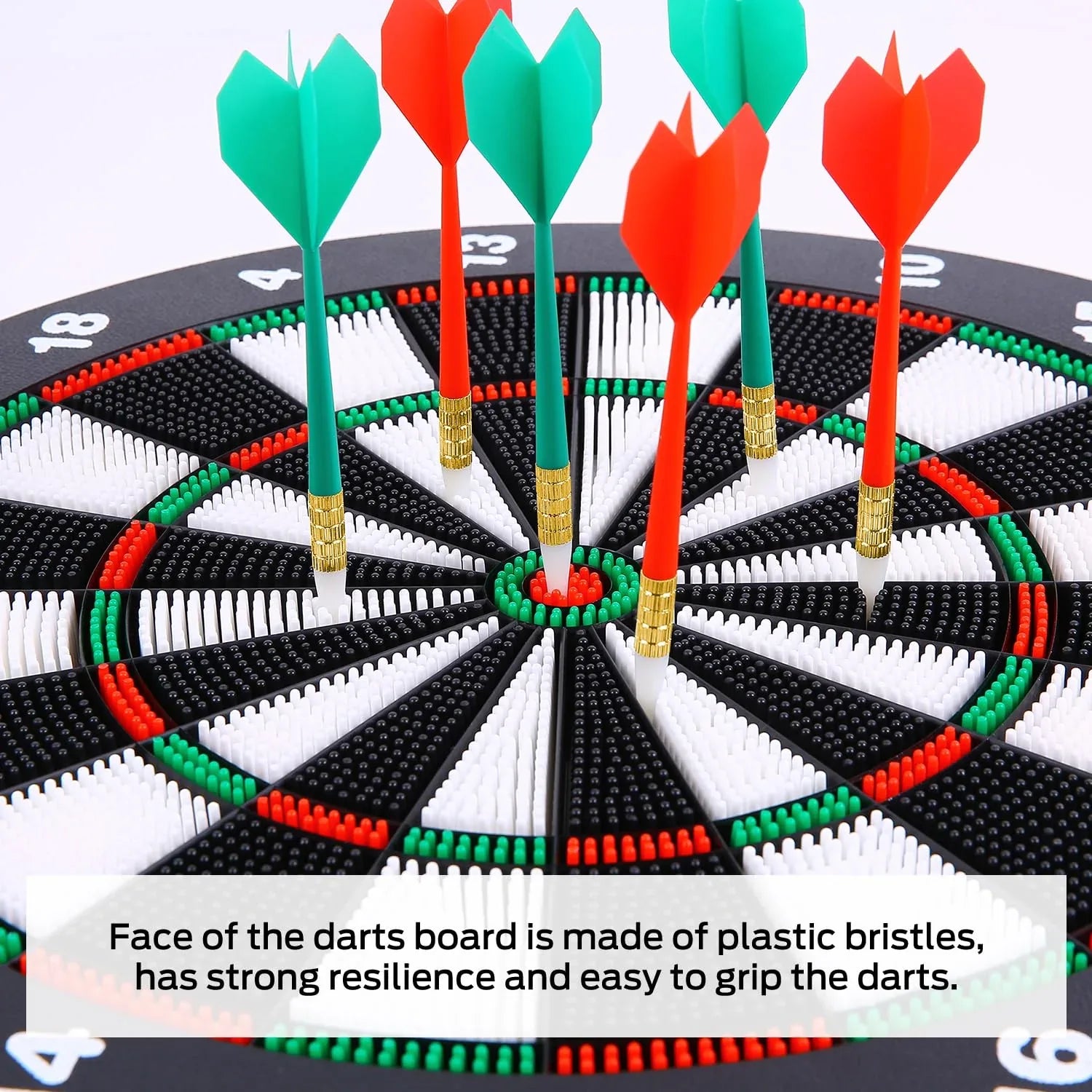 Safety Dart Board Set with 6 Soft Tip Darts: 16-Inch Rubber Dartboard for Family, Office & Party Leisure Sport - Mekamart Australia