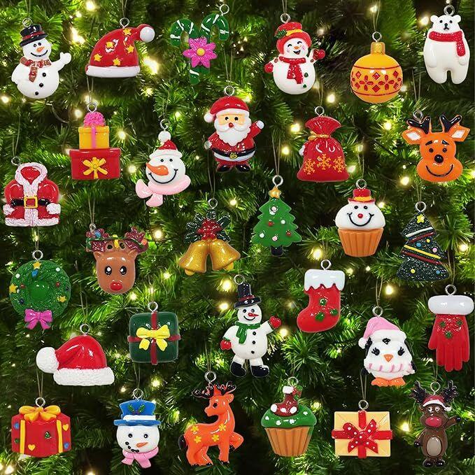 30pcs Mini Christmas Ornaments for Mini Tree Decorations Small Christmas Ornaments Resin Miniatures for Craft Christmas Decor - Mekamart Australia