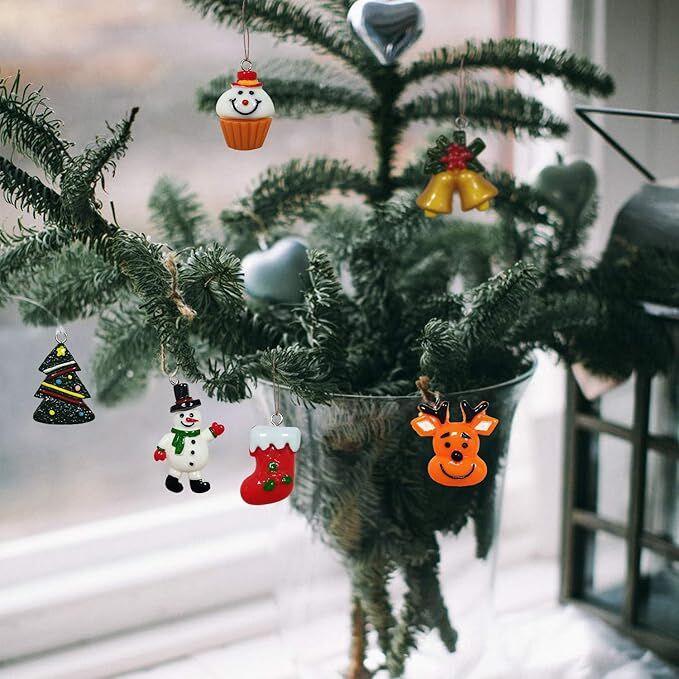 30pcs Mini Christmas Ornaments for Mini Tree Decorations Small Christmas Ornaments Resin Miniatures for Craft Christmas Decor - Mekamart Australia