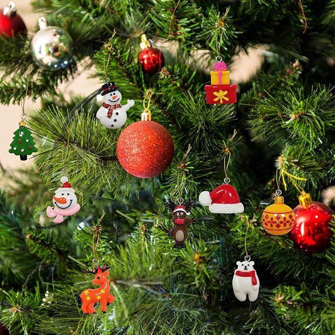 30pcs Mini Christmas Ornaments for Mini Tree Decorations Small Christmas Ornaments Resin Miniatures for Craft Christmas Decor - Mekamart Australia