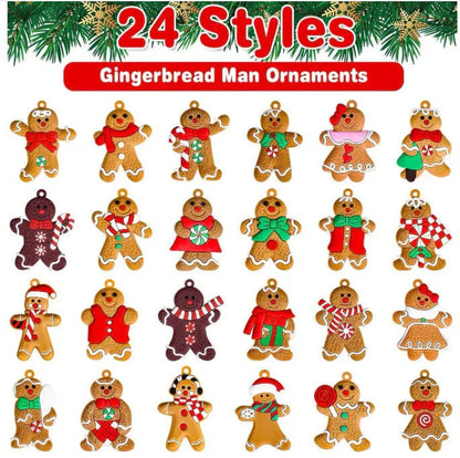 24pcs Christmas Ornaments Cute Snowman Xmas Tree Decorations Santa Claus Plastic Figurines Ornaments with Sugar Cookie House for Christmas Tree Hanging Party DIY Decor 3 Inch Tall - Mekamart Australia