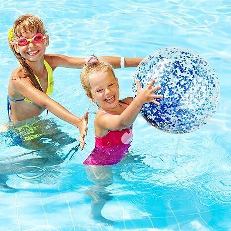Christmas 10 Pcs Inflateable Sequin Glitter Beach Balls, 24 Inch and 16 Inch Jumbo Pool Confetti Glitter Balls, Swimming Pool Beach Toys for Summer Favor Decorations - Mekamart Australia