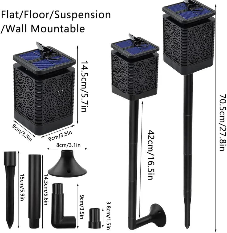 2-Pack Solar Garden Stake Light with Floral Pattern: 12 LED Outdoor Decorative Light with Multiple Mounting Options - Mekamart Australia