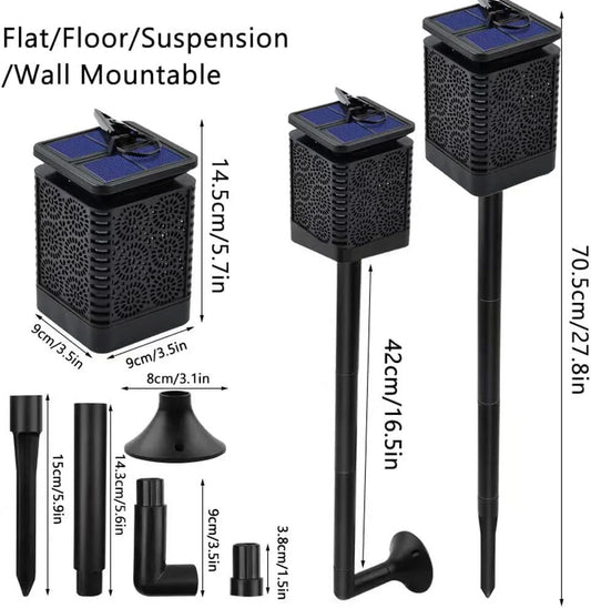 2-Pack Solar Garden Stake Light with Floral Pattern: 12 LED Outdoor Decorative Light with Multiple Mounting Options - Mekamart Australia