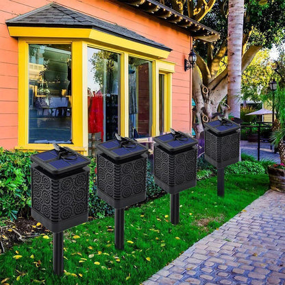 2-Pack Solar Garden Stake Light with Floral Pattern: 12 LED Outdoor Decorative Light with Multiple Mounting Options - Mekamart Australia