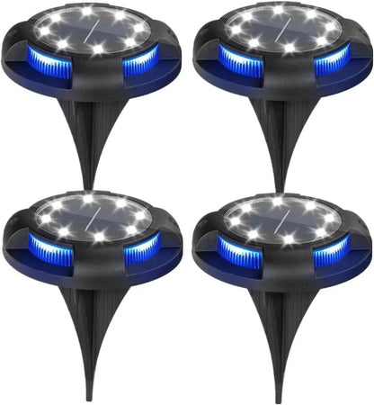 4-Pack Solar Ground Lights: 8-LED Outdoor Garden Pathway Lights with IP65 Waterproof for Lawn, Patio & Landscape - Mekamart Australia