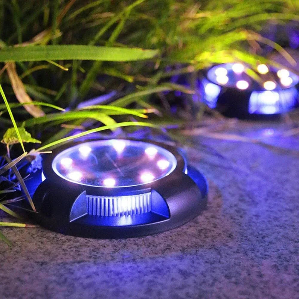 4-Pack Solar Ground Lights: 8-LED Outdoor Garden Pathway Lights with IP65 Waterproof for Lawn, Patio & Landscape - Mekamart Australia
