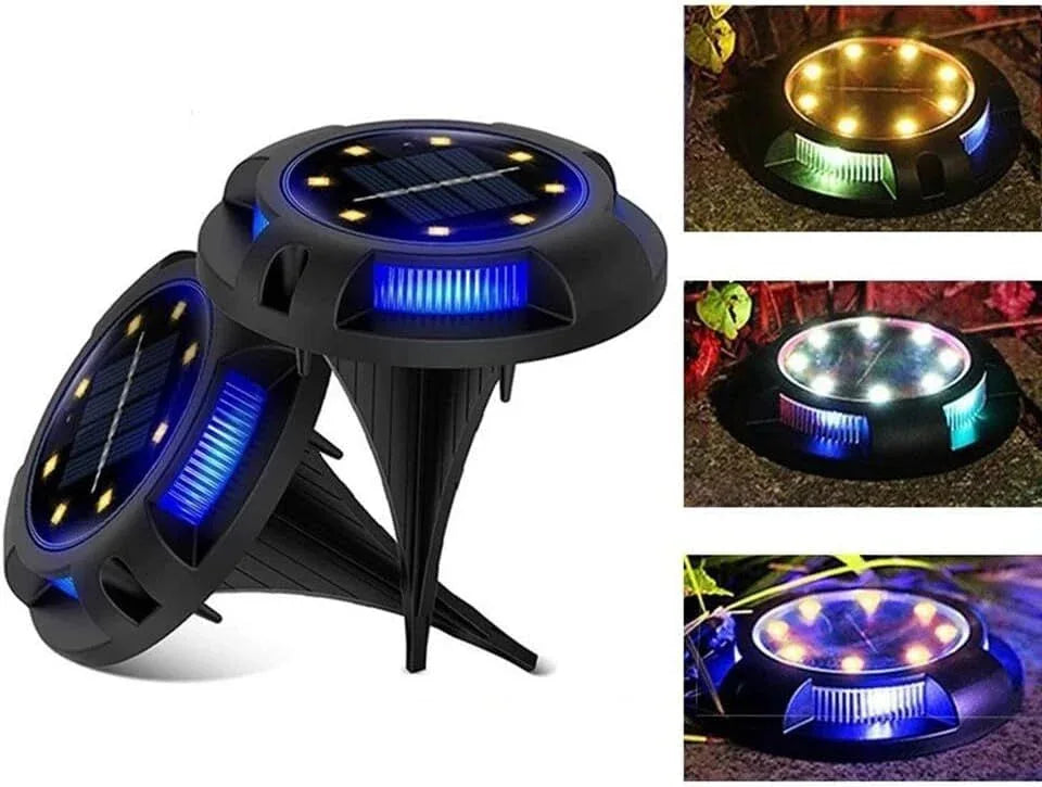 4-Pack Solar Ground Lights: 8-LED Outdoor Garden Pathway Lights with IP65 Waterproof for Lawn, Patio & Landscape - Mekamart Australia