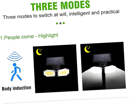 2-Pack Solar Motion Sensor Wall Lights: Double-Head Adjustable Cob LED Outdoor Lights for Garden, Patio & Pathway - Mekamart Australia