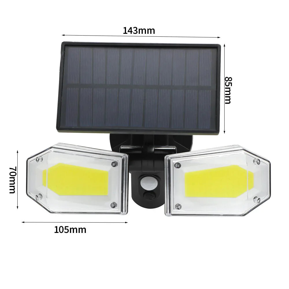 2-Pack Solar Motion Sensor Wall Lights: Double-Head Adjustable Cob LED Outdoor Lights for Garden, Patio & Pathway - Mekamart Australia