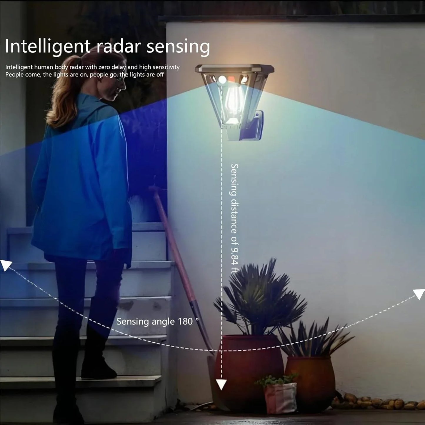 Solar Motion Sensor Wall Lights (4-Pack): 3-Mode Dusk-to-Dawn Waterproof for Patio, Garage & Garden Lighting - Mekamart Australia