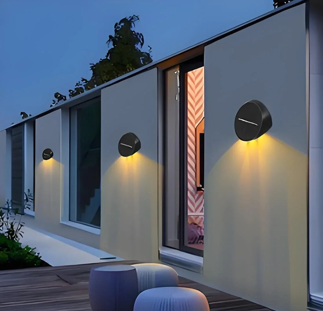 Solar Outdoor Wall Lights (2-Pack): IP44 Waterproof LED Sconces for Garden, Patio & Pathway Lighting（Warm light） - Mekamart Australia
