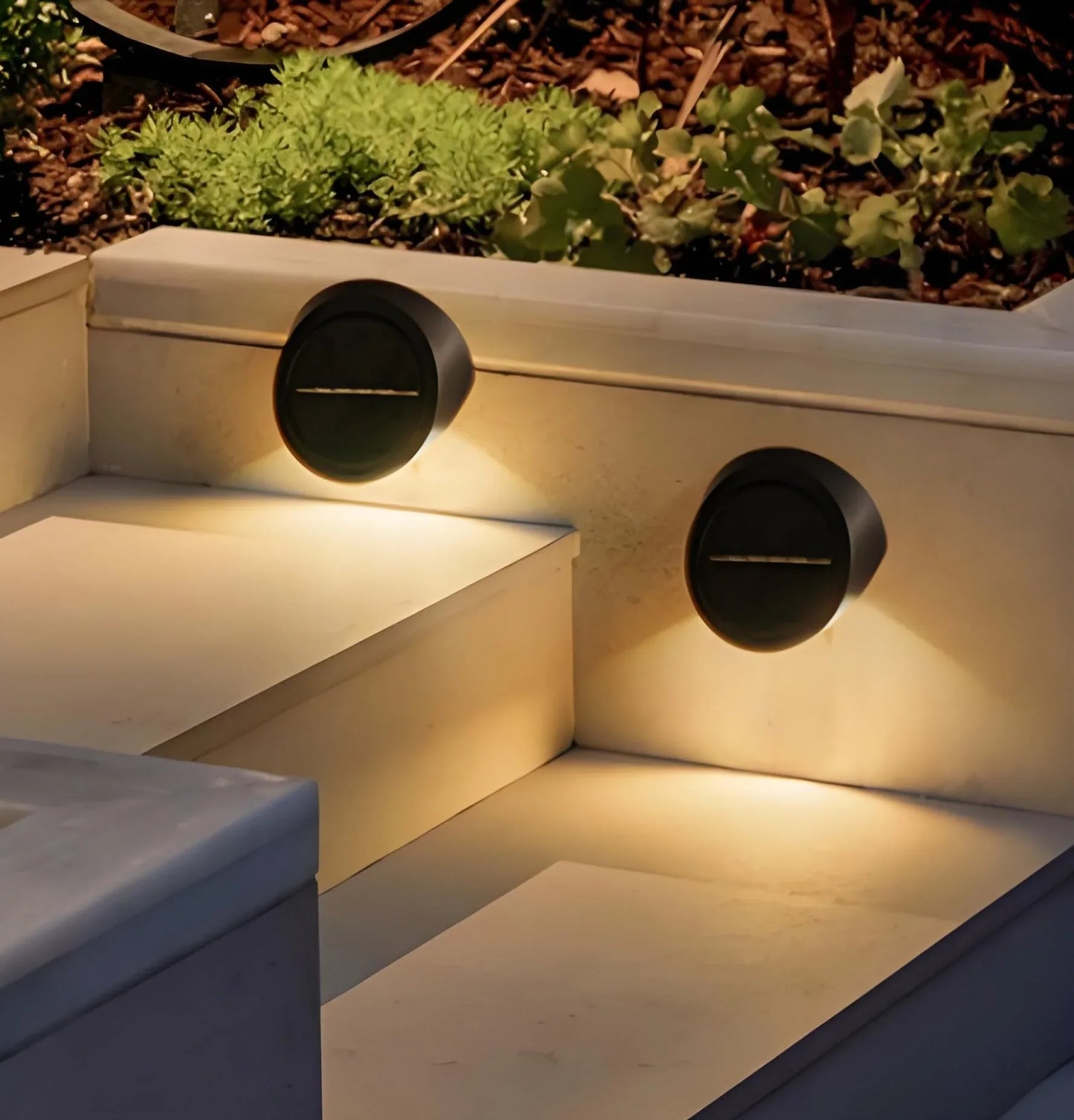 Solar Outdoor Wall Lights (4-Pack): IP44 Waterproof LED Sconces for Garden, Patio & Pathway Lighting（Warm light） - Mekamart Australia
