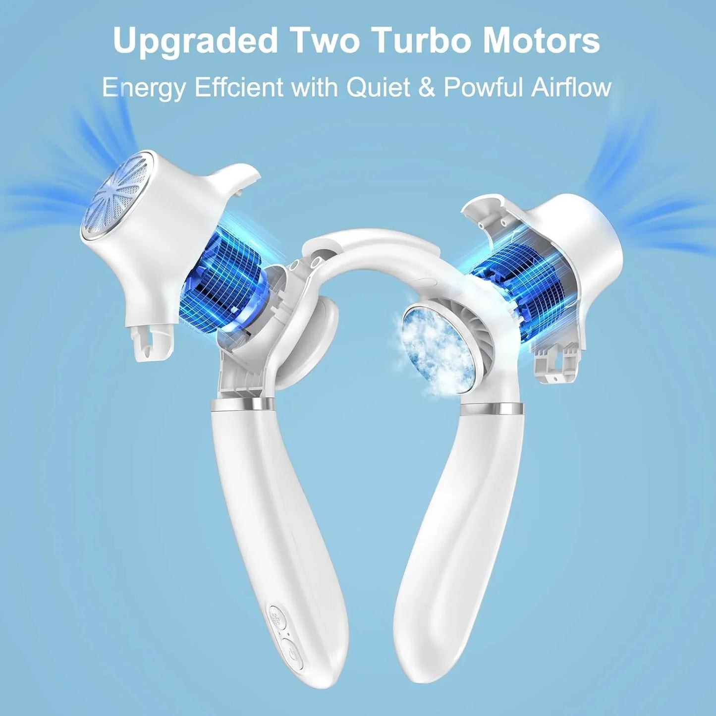 White Portable Neck Fan: Hands-Free Wearable Air Conditioner with 4000mAh Battery for Australian Travel & Daily Use - Mekamart Australia