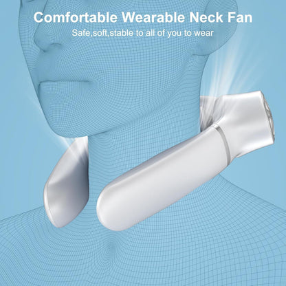 White Portable Neck Fan: Hands-Free Wearable Air Conditioner with 4000mAh Battery for Australian Travel & Daily Use - Mekamart Australia