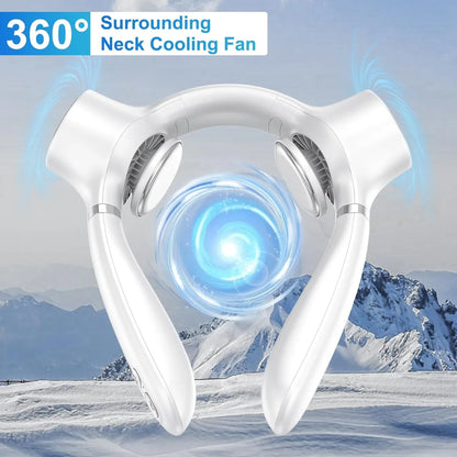White Portable Neck Fan: Hands-Free Wearable Air Conditioner with 4000mAh Battery for Australian Travel & Daily Use - Mekamart Australia