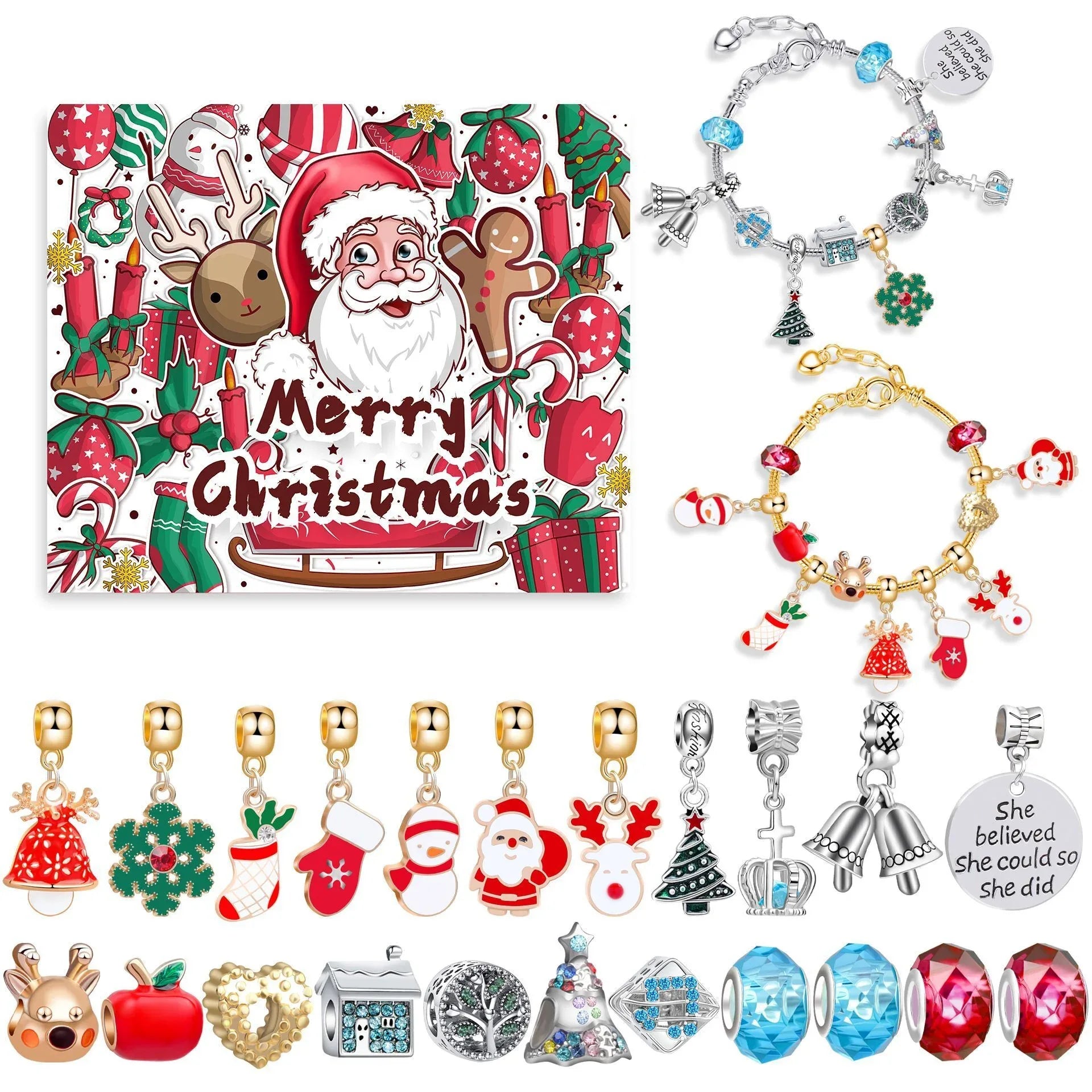 Christmas DIY Jewelry & Craft Advent Calendar(Christmas bell,20*17*1.1) - Mekamart Australia