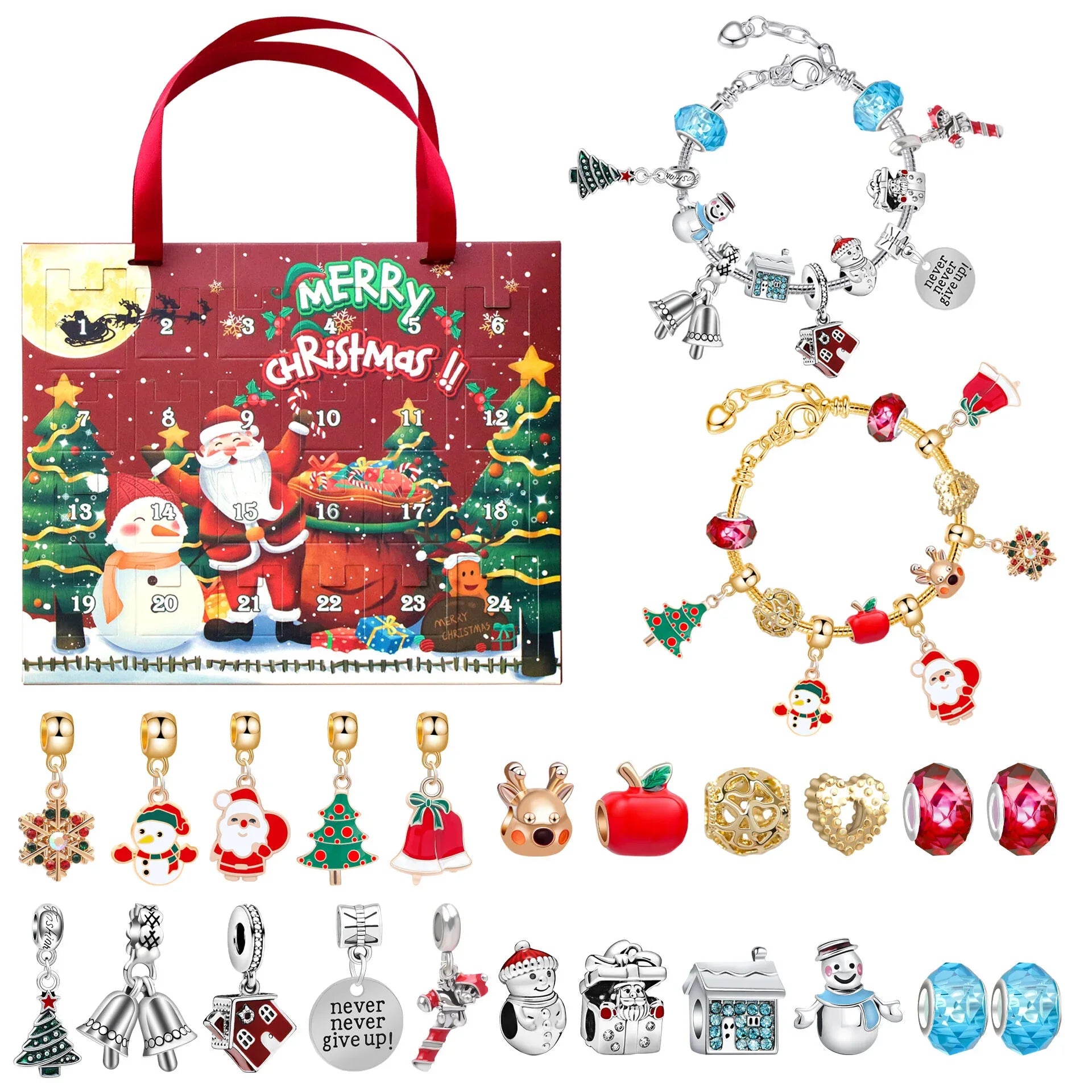 Christmas DIY Jewelry & Craft Advent Calendar(M-10,20*21*1.8cm) - Mekamart Australia