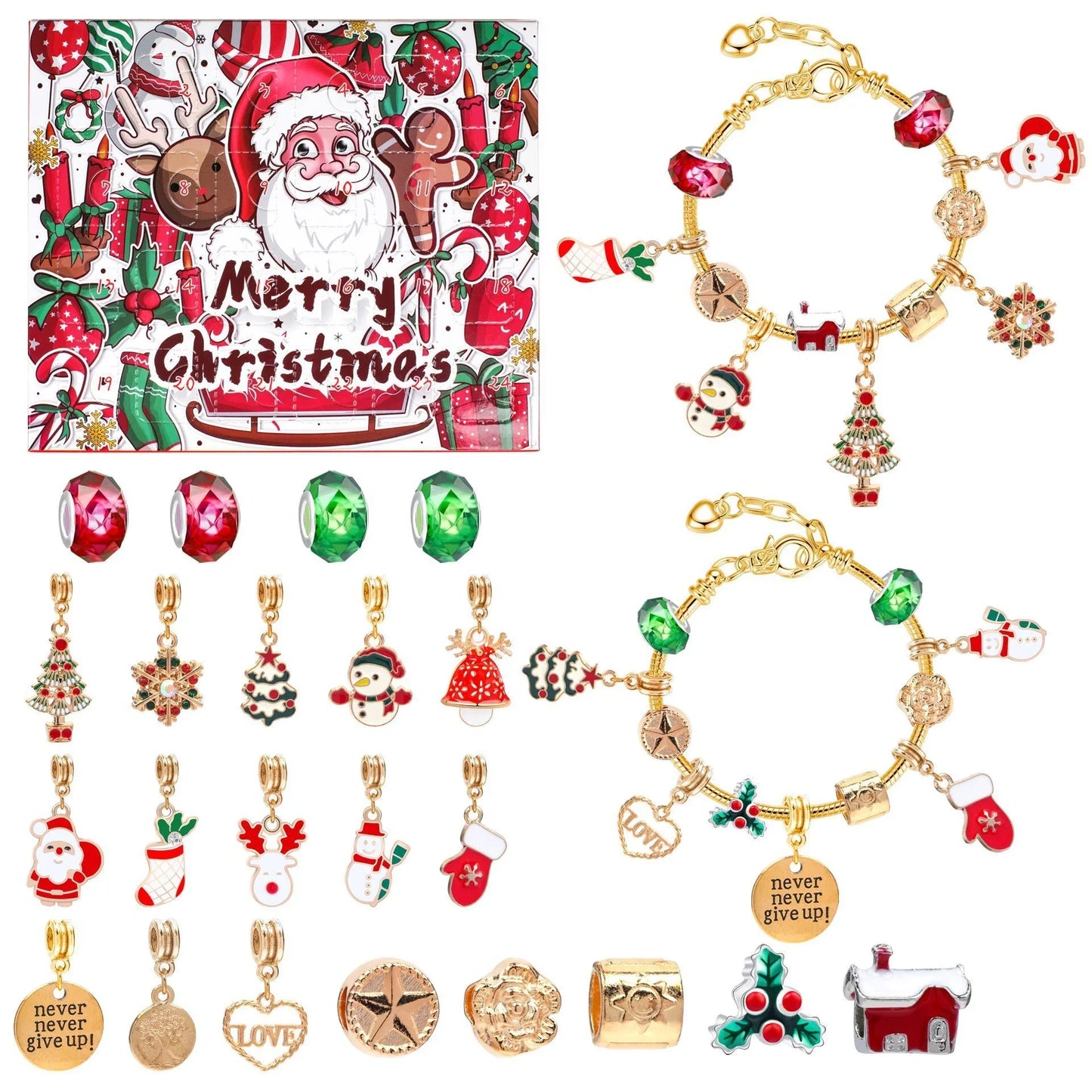 Christmas DIY Jewelry & Craft Advent Calendar(M-14-Bell Version,20*17*1.1) - Mekamart Australia
