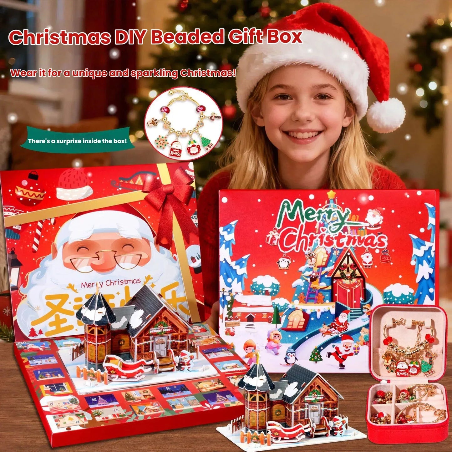 Christmas DIY Jewelry & Craft Advent Calendar(M-14-Bell Version,20*17*1.1) - Mekamart Australia