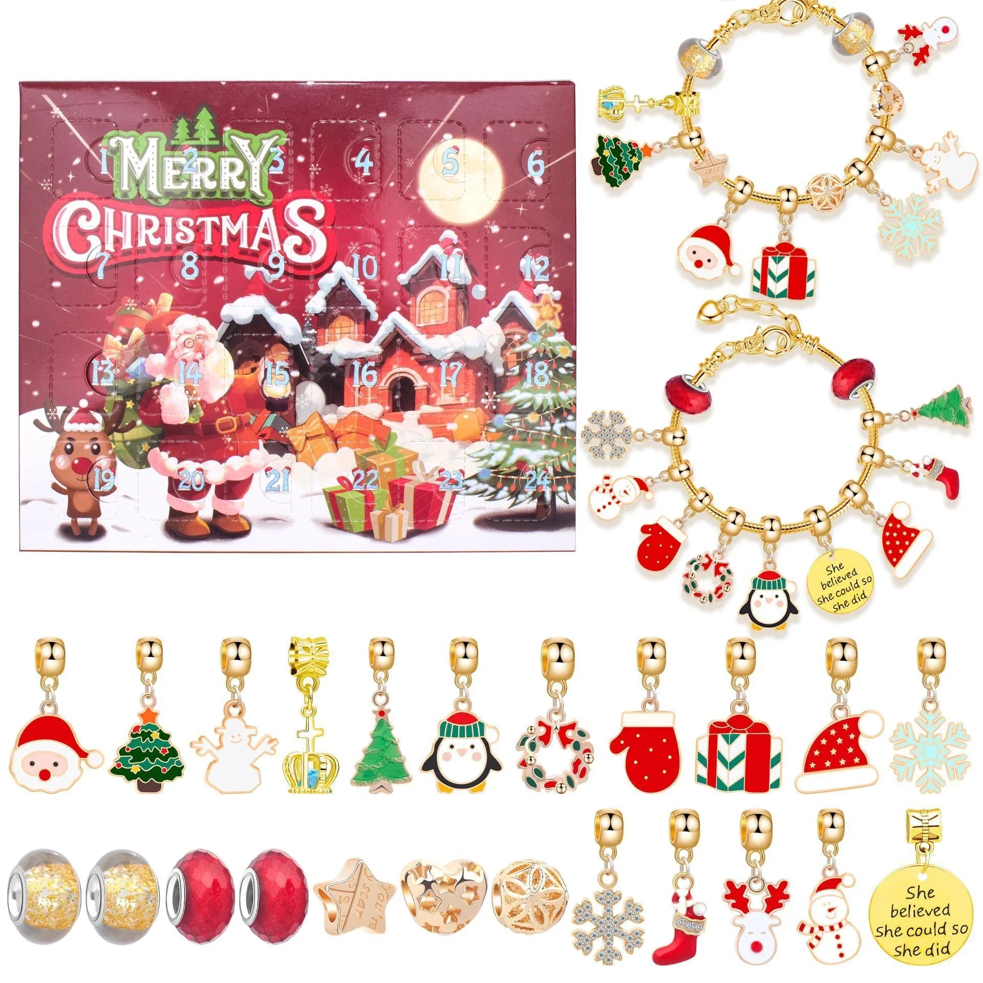 Christmas DIY Jewelry & Craft Advent Calendar(M-17H,20*17*1.1) - Mekamart Australia