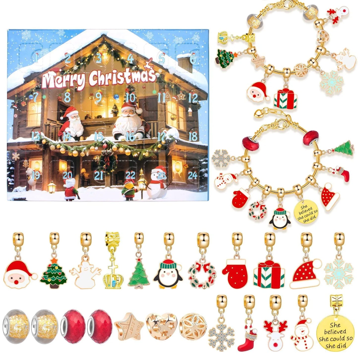 Christmas DIY Jewelry & Craft Advent Calendar(M-17L,20*17*1.1) - Mekamart Australia